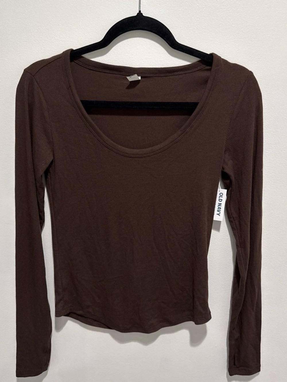Old Navy Brown Long-Sleeve Scoop Neck Tee